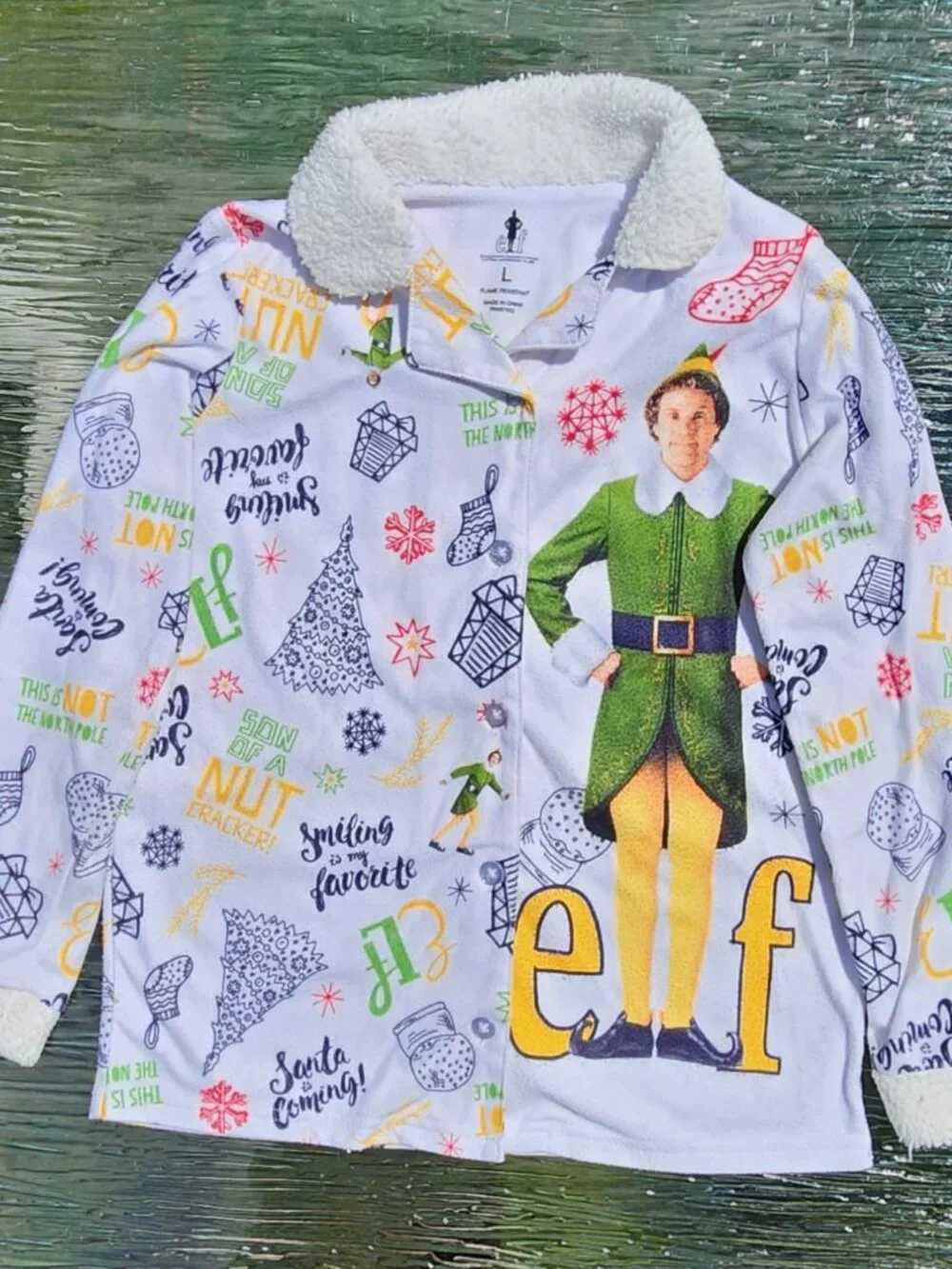 Size Large (10-12) Buddy the Elf Pajama Set